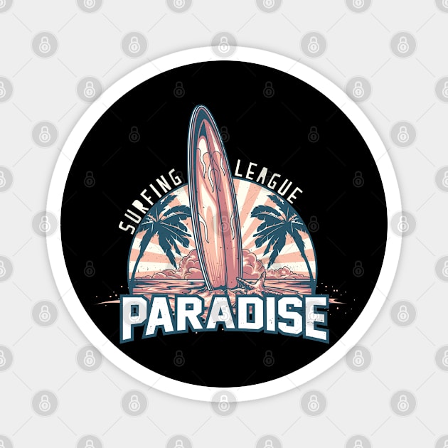 Surfing League Paradise Magnet by HassibDesign